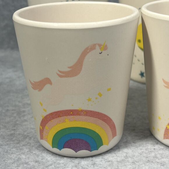 Pillowfort Kid Cups Melamine Set Of 4 Unicorn Rainbow Space Target 8 oz Camping - Picture 9 of 16